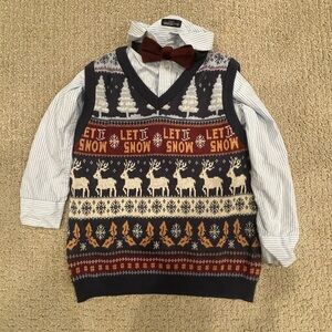 3pc Christmas sweater. Used. 3-4yrs